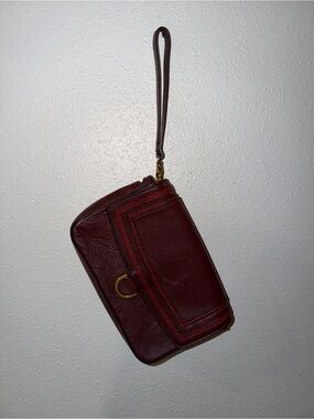 Fossil Leather Wristlet Clutch in Burgundy